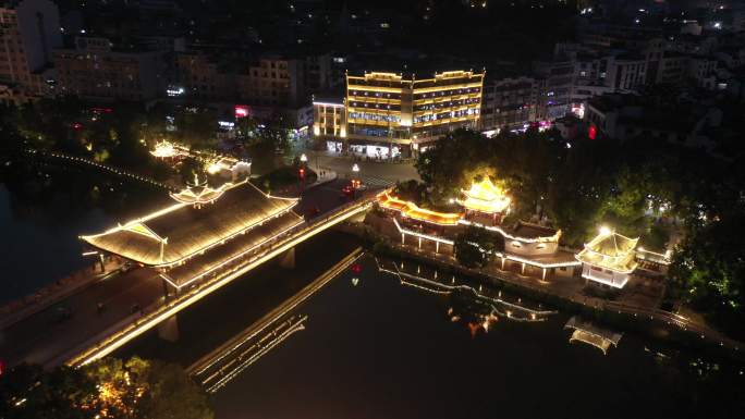 航拍 山水 风景  素材 夜景