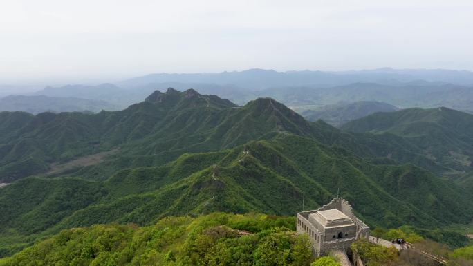 航拍北京延庆火焰山九眼楼长城