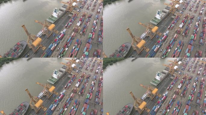 泰国港口集装箱码头鸟瞰图