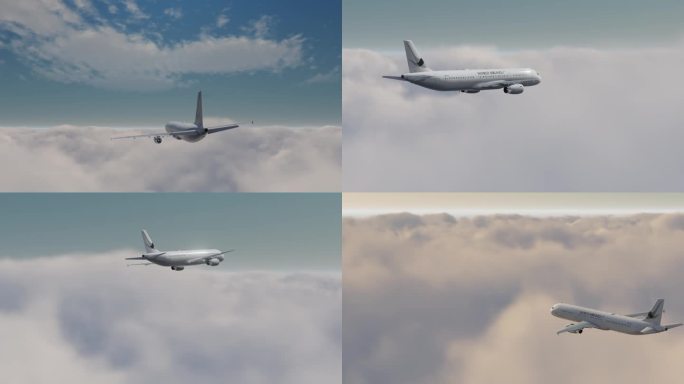 4K飞机云层飞翔