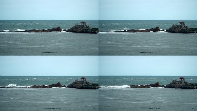 东海自然风光大海海边浪花海岛