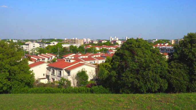 屋顶的城市视图国外楼房住房地产绿色生态