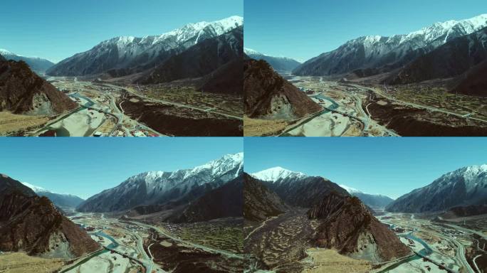 西藏拉林高速工布江达镇航拍素材
