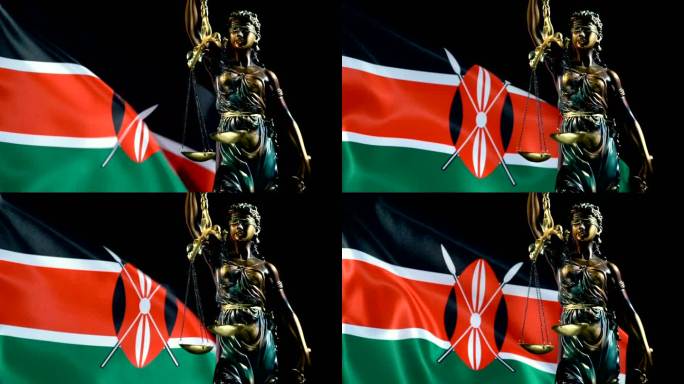 带有肯尼亚国旗的正义雕像