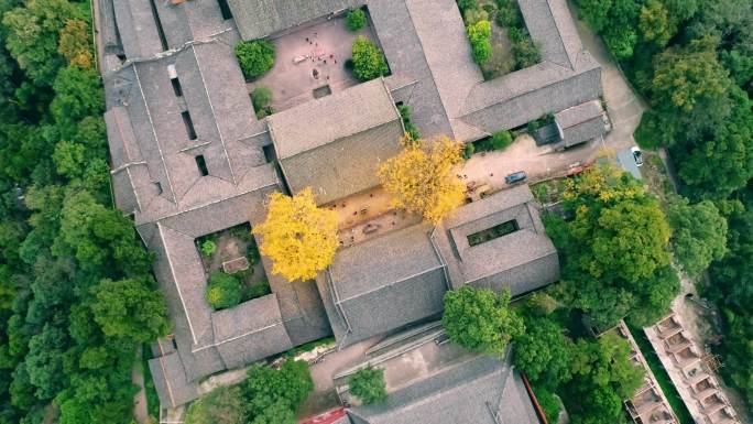 四川成都金堂云顶寺航拍素材