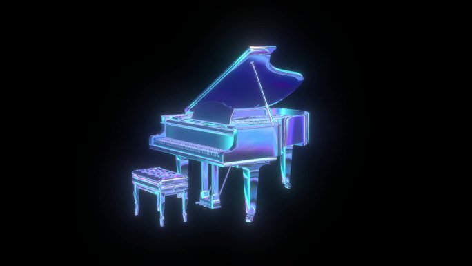 元宇宙赛博朋克钢琴透明通道素材