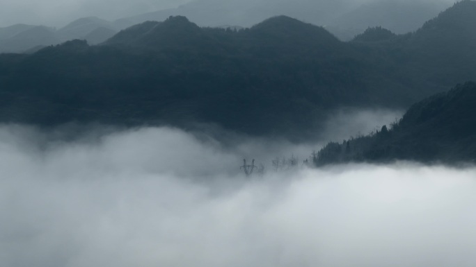 水墨云海视频云南山区冬季自然风光
