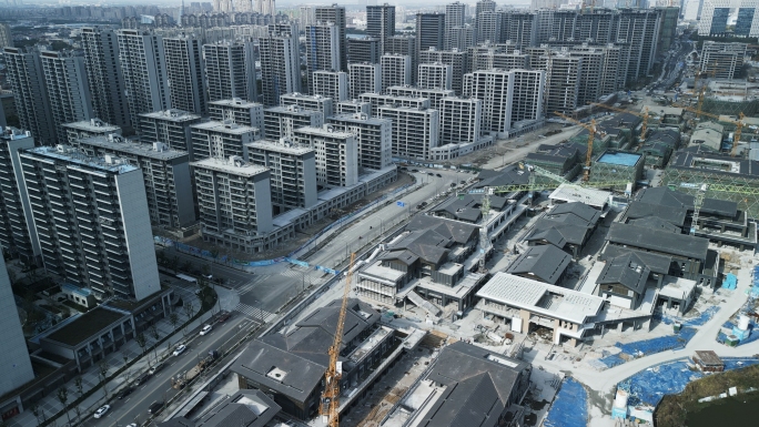 房地产航拍新城河建设