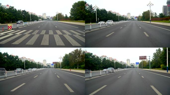 中国青岛城市风光行驶驾驶汽车视觉视角
