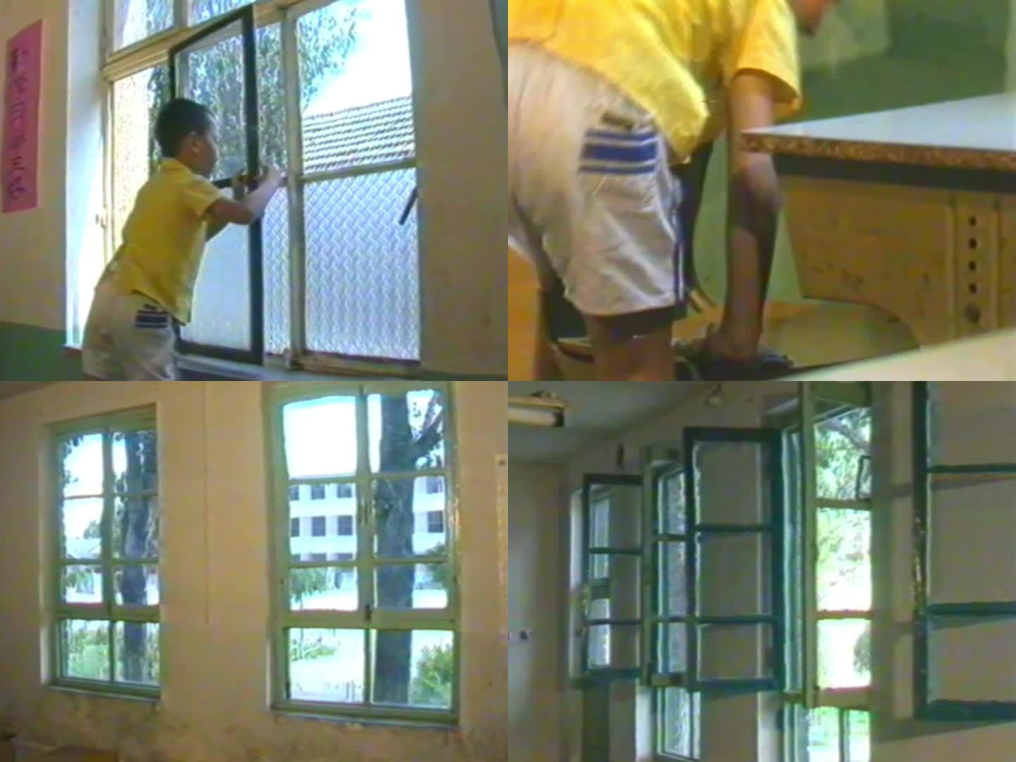 八九十年代学校班级开关门窗劳动