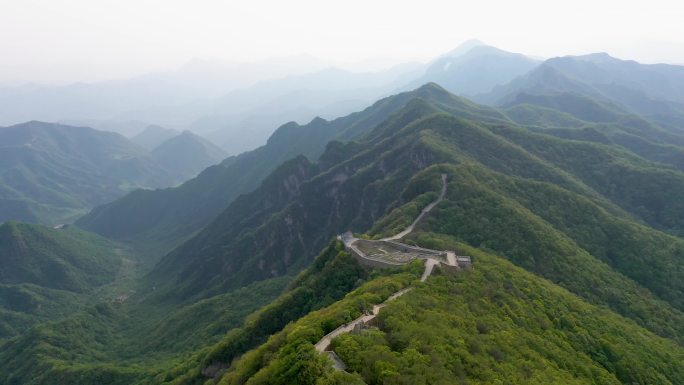 航拍北京延庆火焰山九眼楼长城