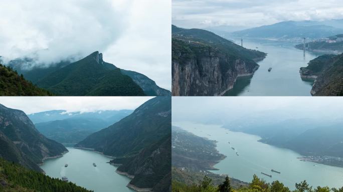 三峡白帝城货轮风光延时