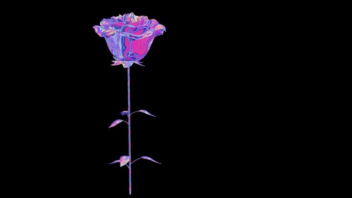 赛博朋克元宇宙玫瑰花开透明通道素材