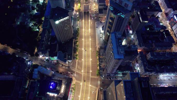 哈尔滨城市道路夜景航拍