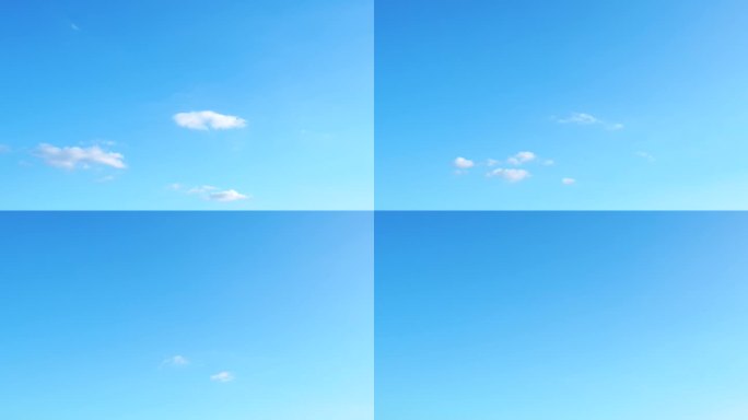 干净天空少云纯净蓝天白云蓝色天空延时