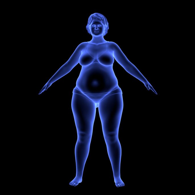 三维女人模型变瘦动态旋转蓝色科技减肥通道
