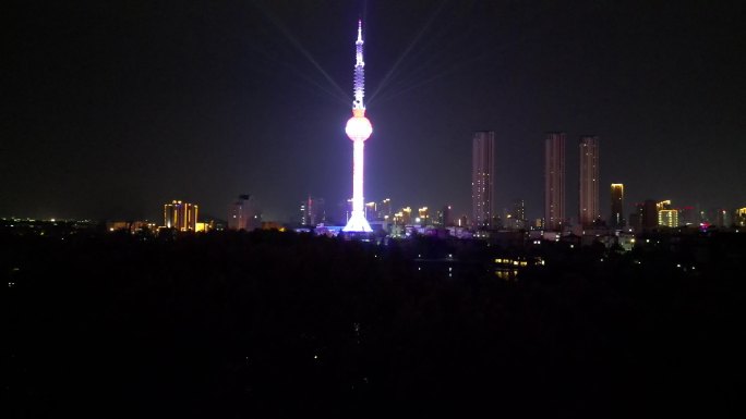 航拍徐州电视塔夜景