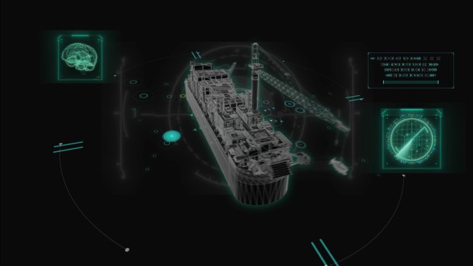 HUD科技界面海上运输货船展示素材