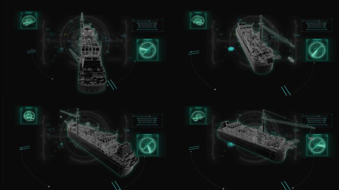 HUD科技界面海上运输货船展示素材