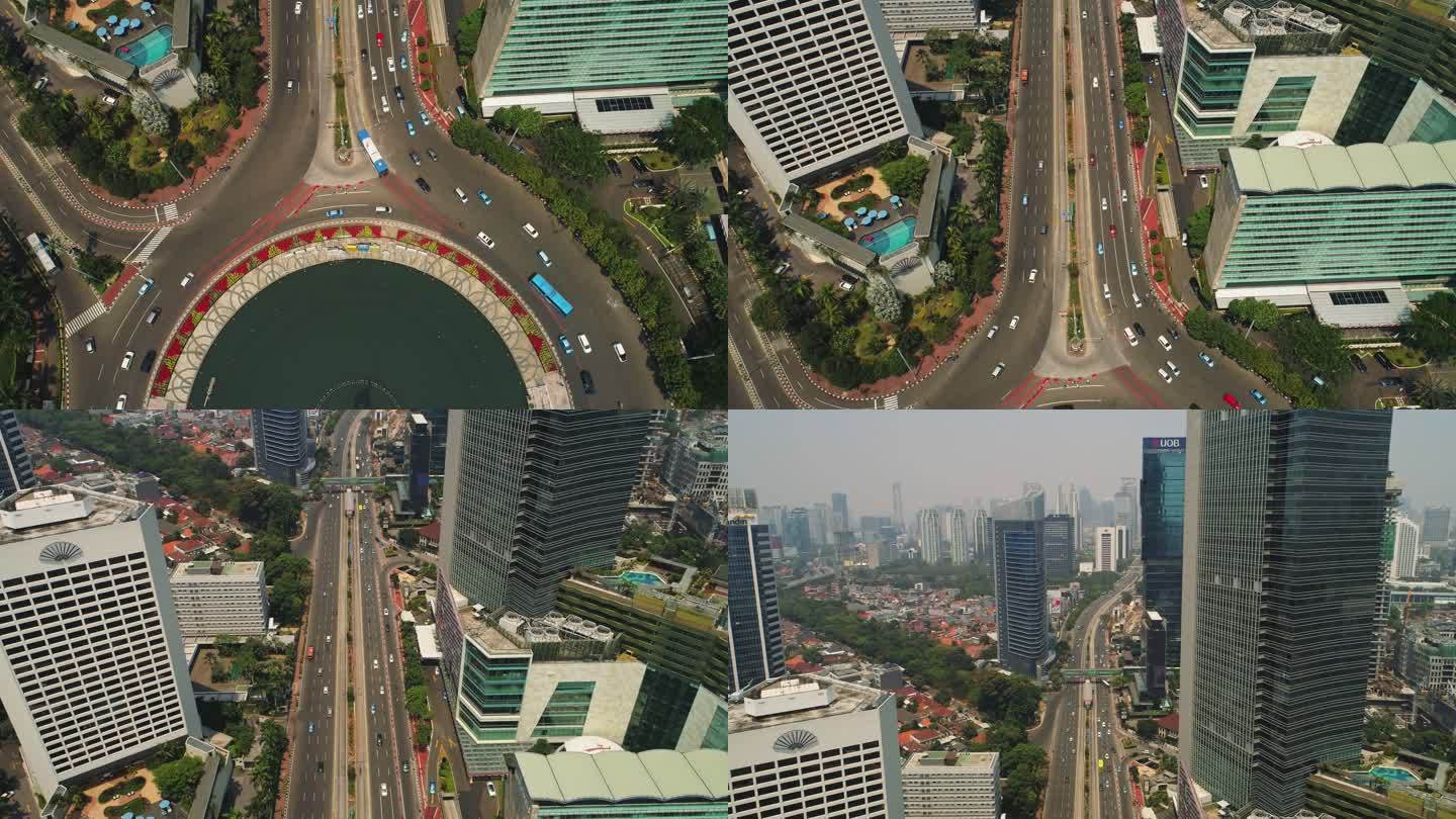 印度尼西亚雅加达稠密的中心城市鸟瞰图