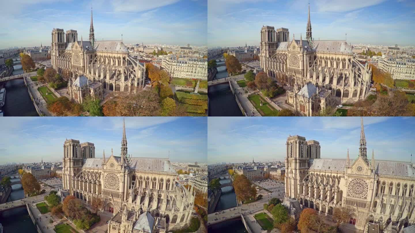 巴黎圣母院大教堂鸟瞰图