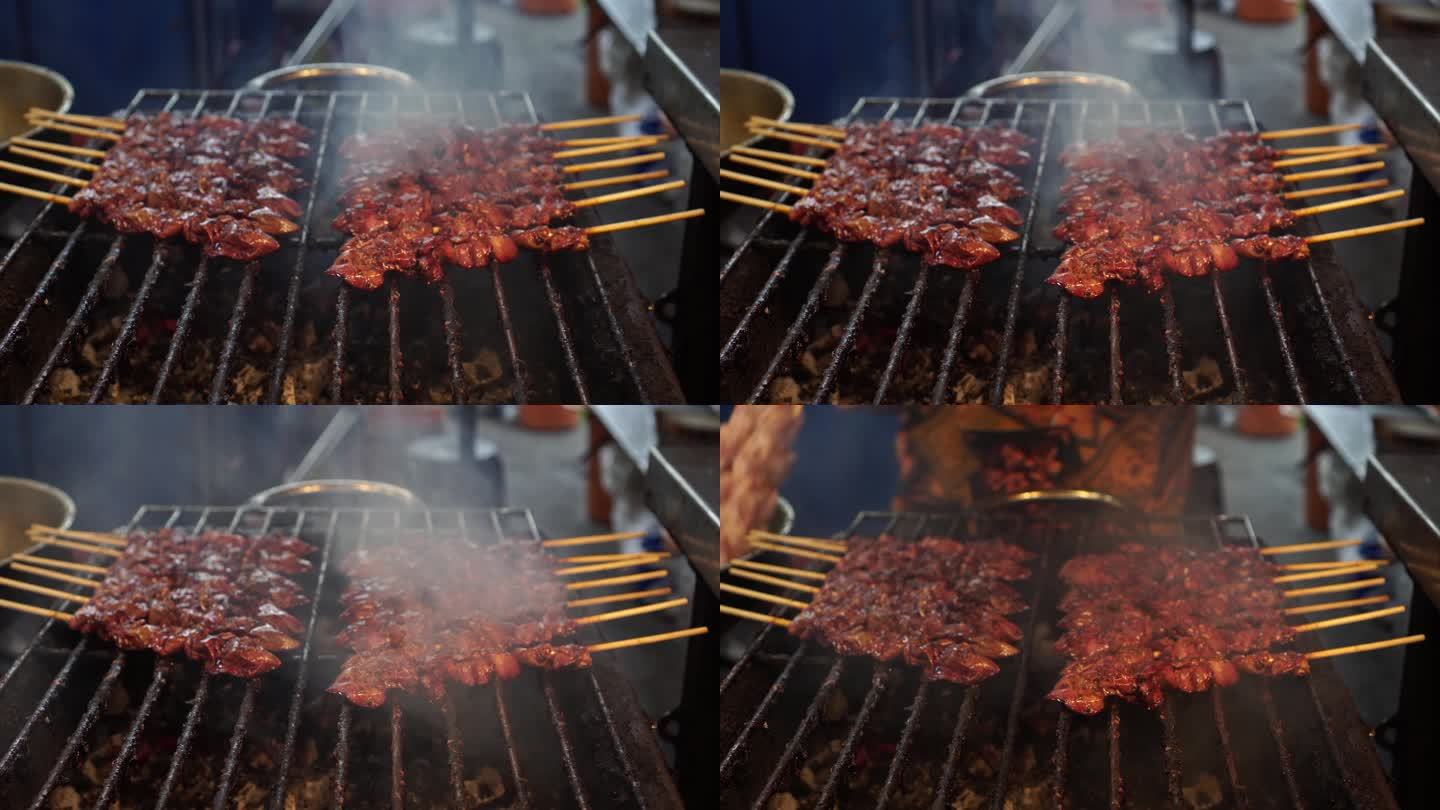 烟熏烤鸡，泰国街头美食。