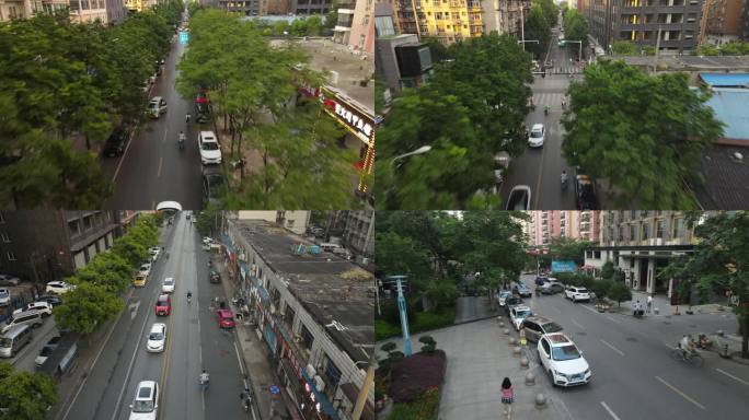 【4K】城市快递员电动车骑行航拍跟拍