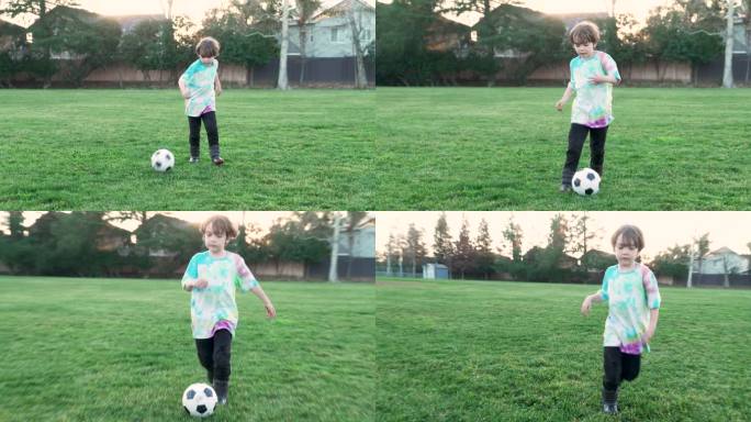 玩足球的小男孩孩子成长踢球