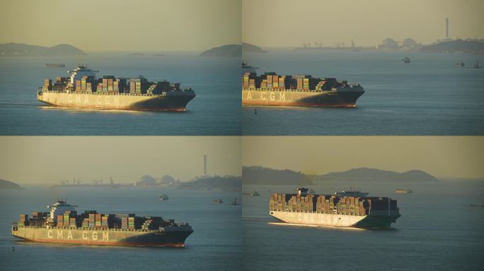 污染环境的大型海上货轮4K素材