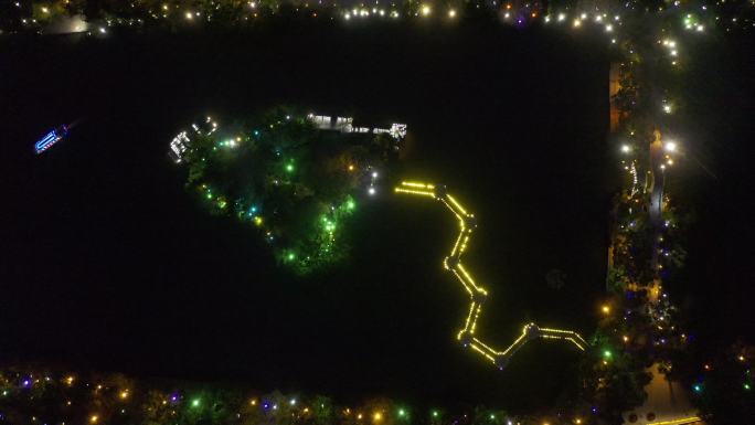 广西桂林两江四湖城市夜景风光视频