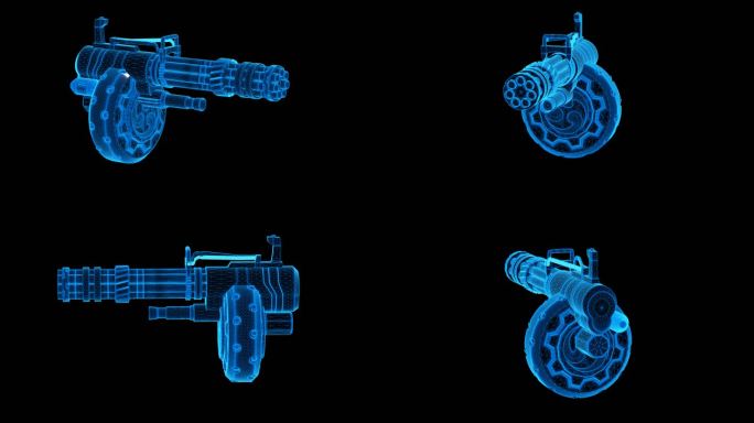 蓝色科技线条加特林机枪通道素材