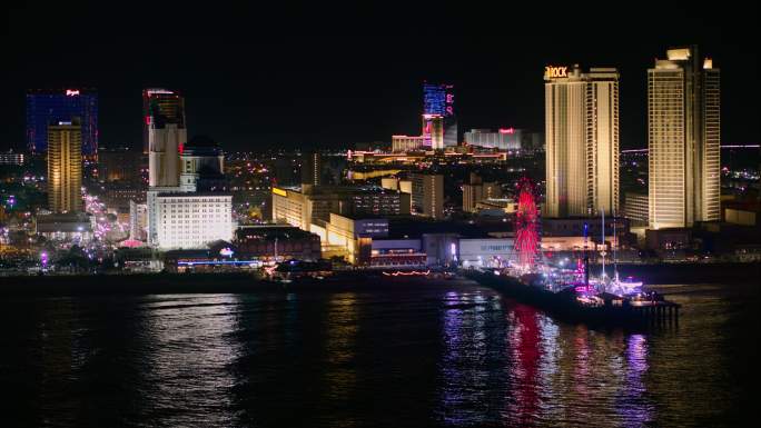 大西洋城市中心（Atlantic City Downtown）海滨的木板路，美国东海岸著名的赌博中心