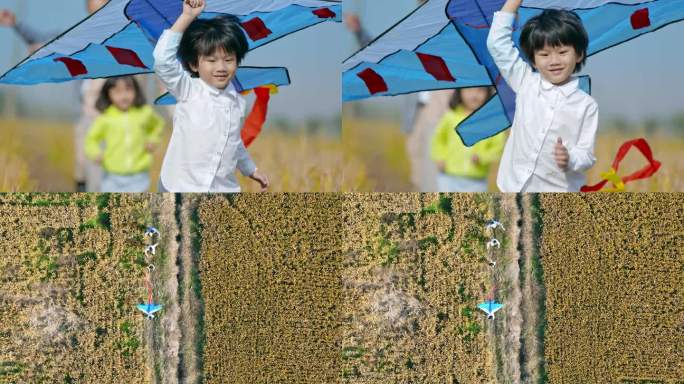 童年 小孩放风筝 田园生活