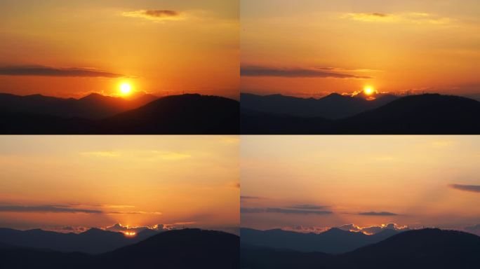 山日落延时黄昏山峰山脉阳光云傍晚天空夕阳