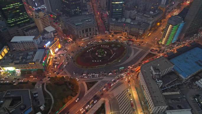 大连港湾广场夜景航拍