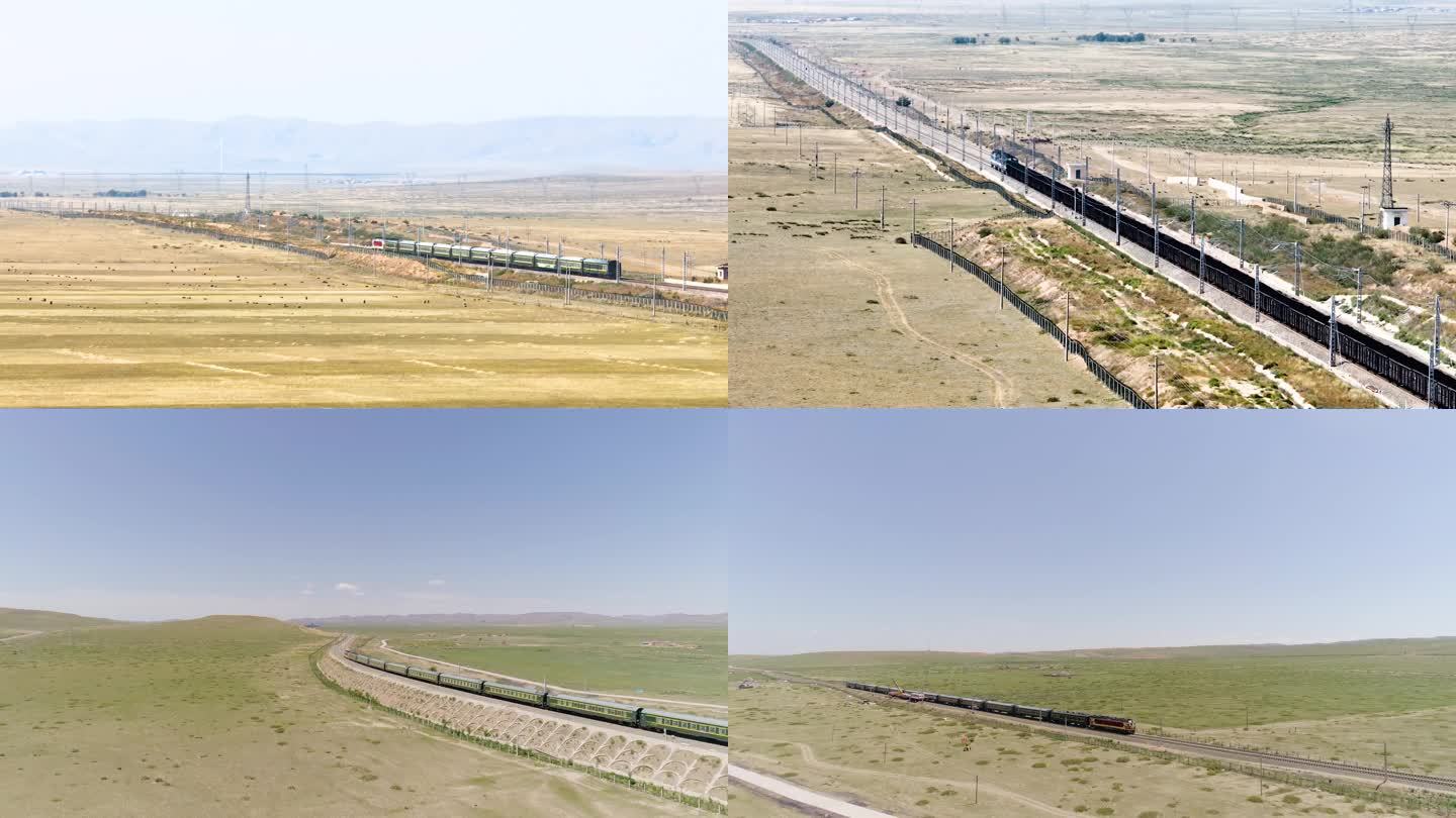 草原 火车 货车 铁路  内蒙古