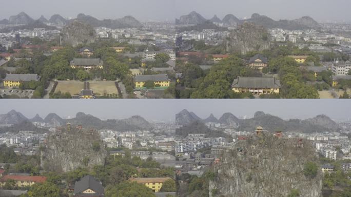 航拍广西桂林靖江王府独秀峰景区