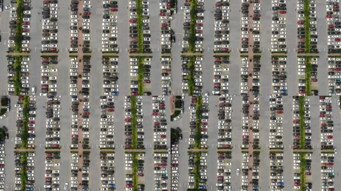 室外停车场视图大型停车场航拍俯拍