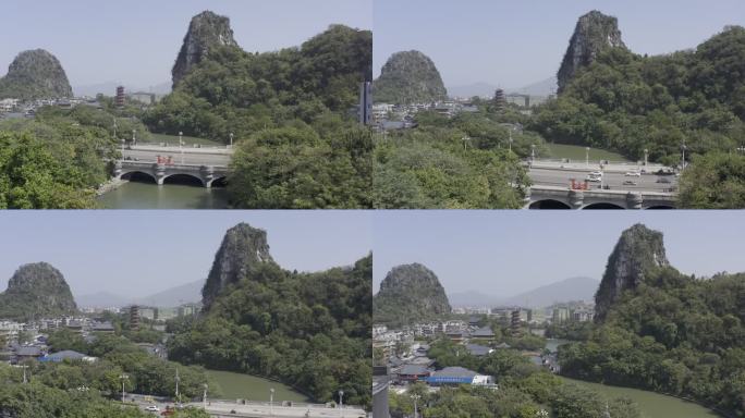 航拍广西桂林两江四湖城市风光视频