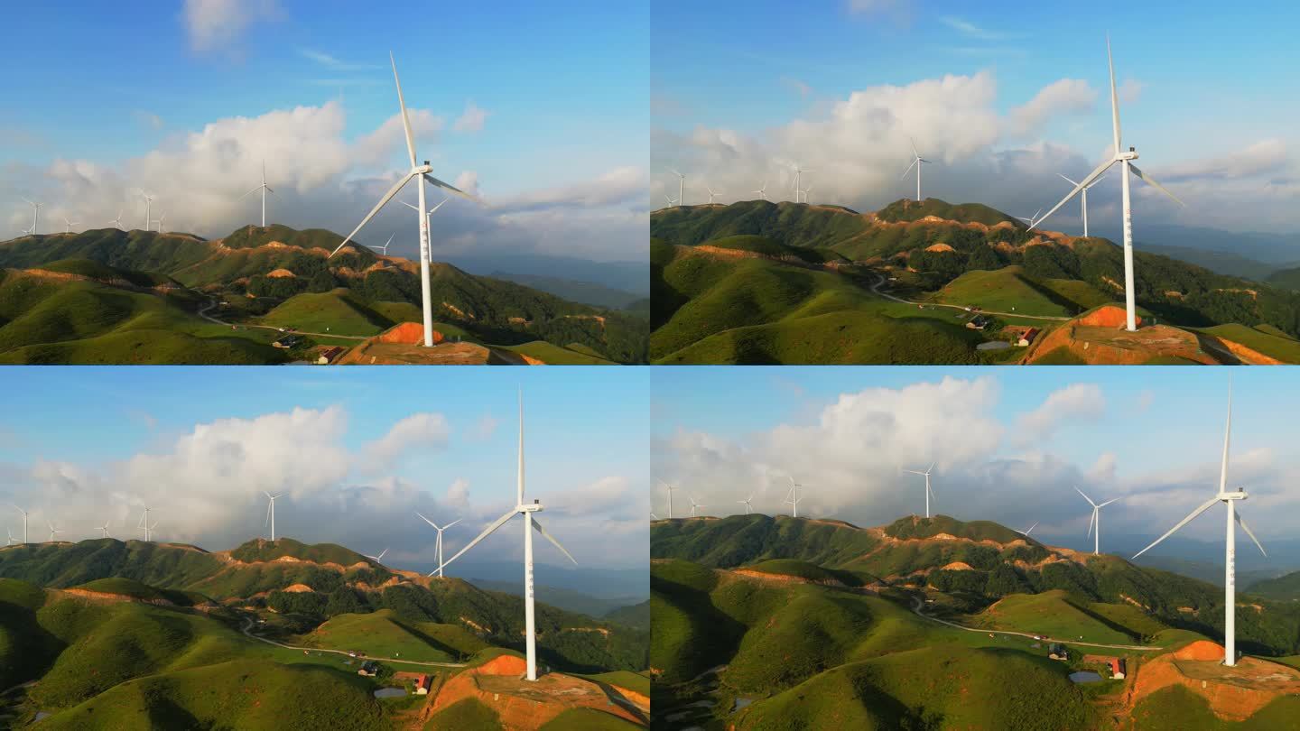 航拍 高山 风车 风电场