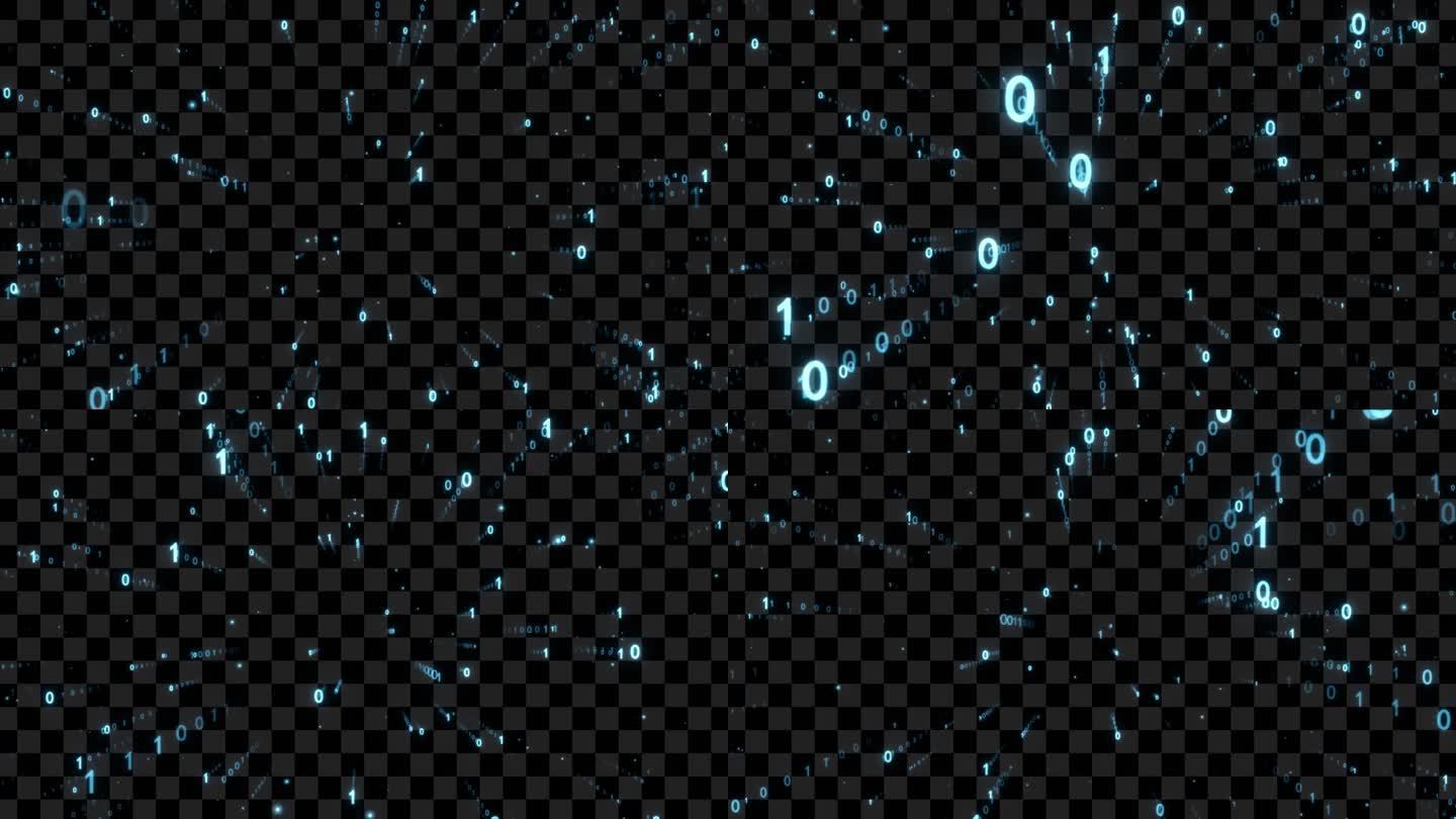 科技感数字粒子流往前飞