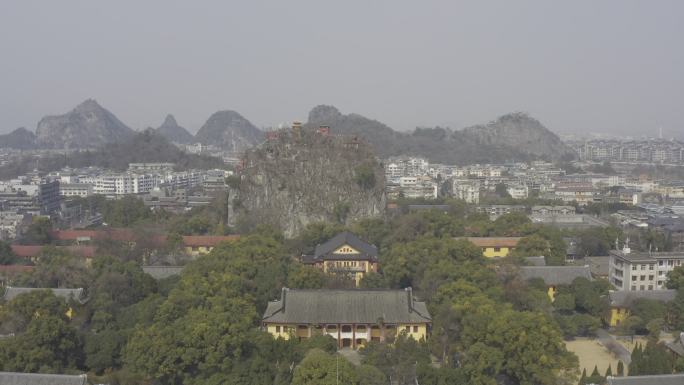 航拍广西桂林靖江王府独秀峰景区