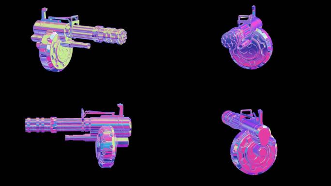 赛博朋克元宇宙加特林机枪动画通道素材