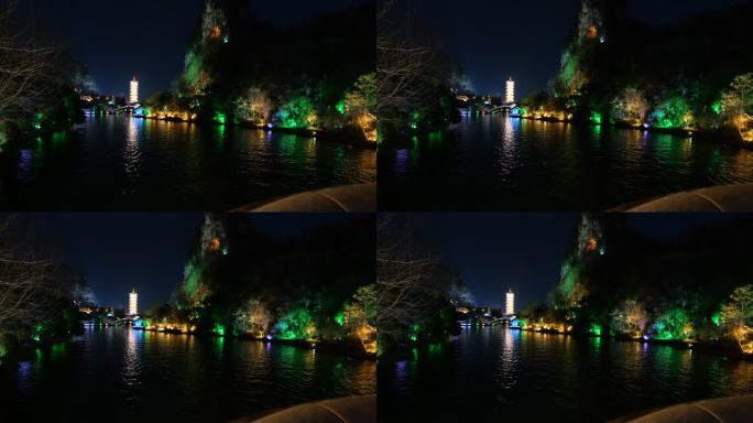 广西桂林两江四湖景区夜景视频