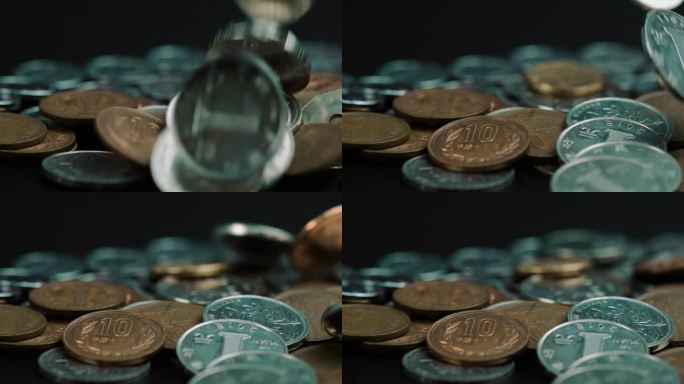 电影感镜头硬币掉落货币下落升格慢动作