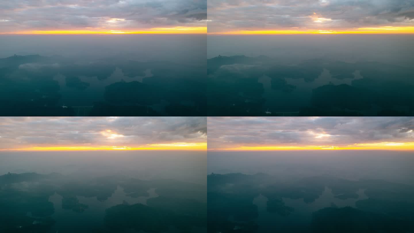【4K超清】惠州航拍红花湖起雾天光影