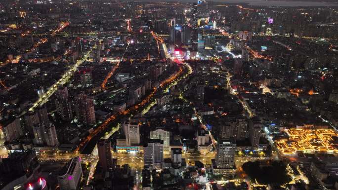 昆明城市夜景航拍