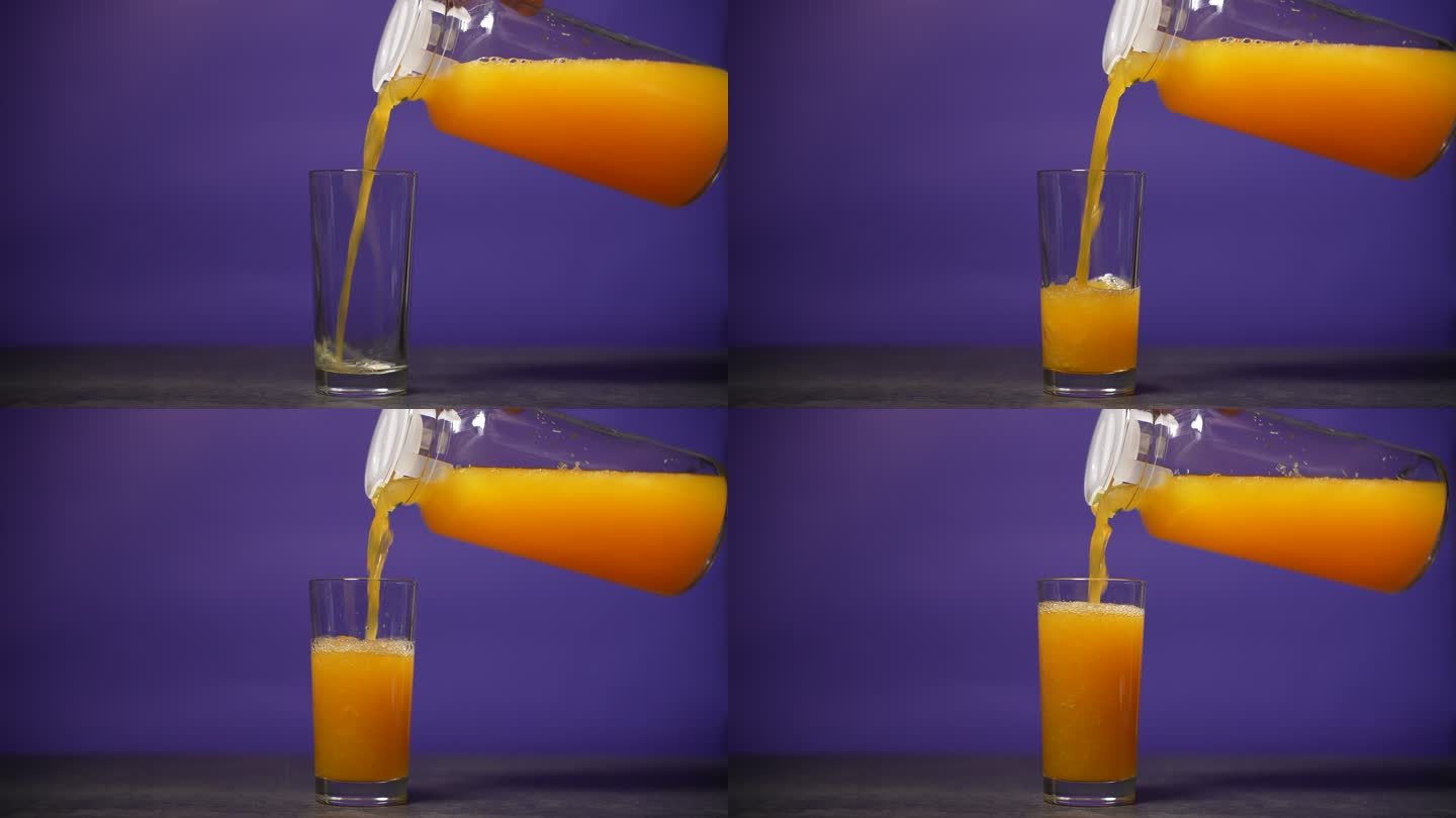 将橙汁倒入玻璃杯健康维生素绿色有机