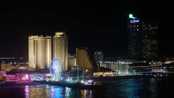 大西洋城市中心（Atlantic City Downtown）海滨的木板路，美国东海岸著名的赌博中心