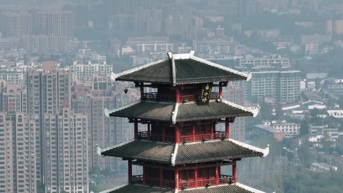 航拍信阳震雷山平山塔